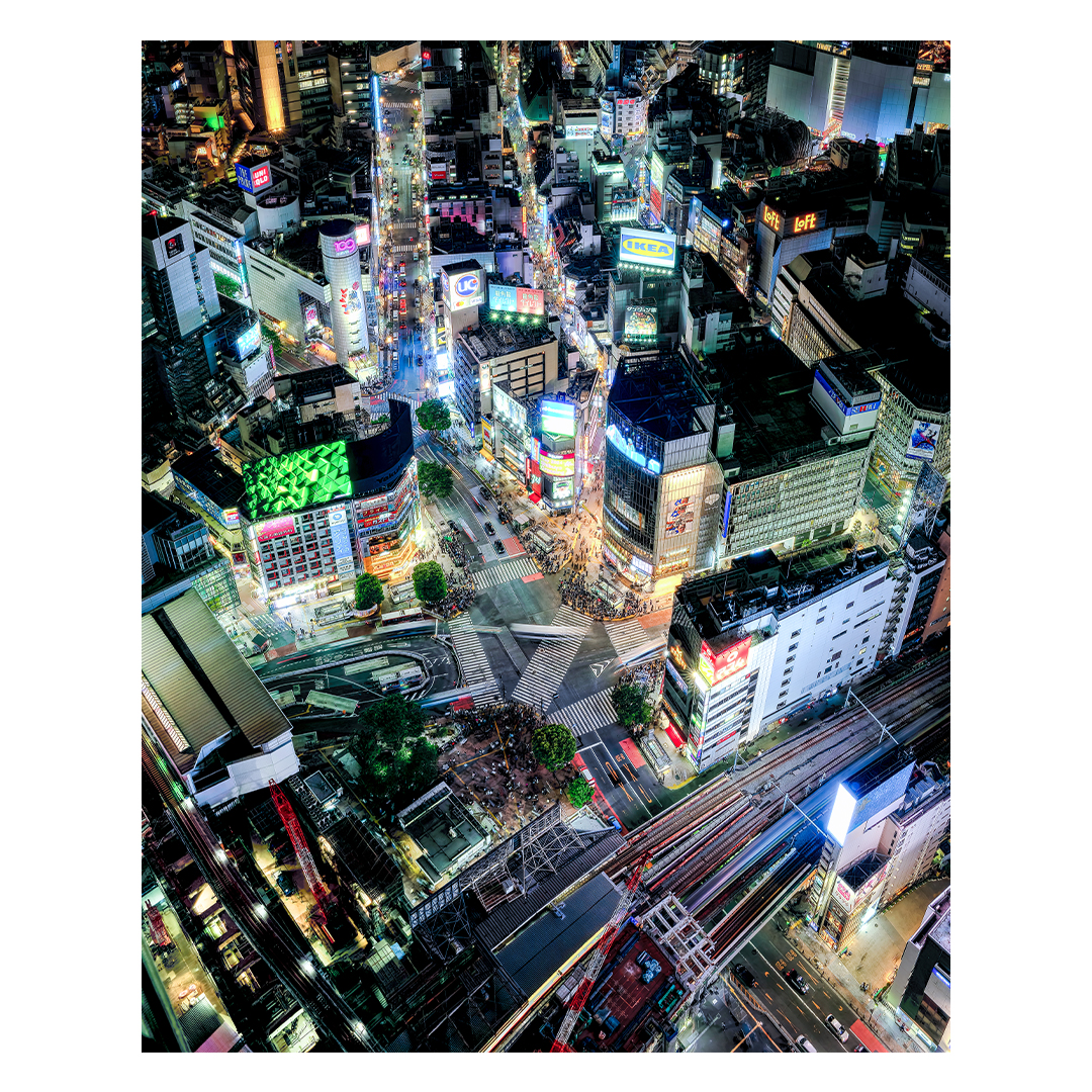 Neon-Stained Intersection – Shibuya Nightscape. #01